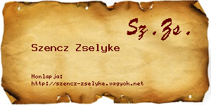 Szencz Zselyke névjegykártya